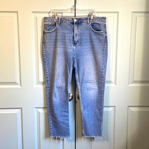 Primary Denim Co classic high waist raw hem ankle jeans 14
